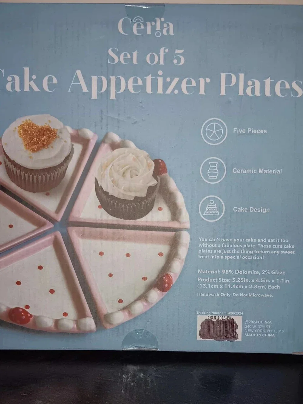 Pink Polka Dot Cake Appetizer Plates - Set of 5